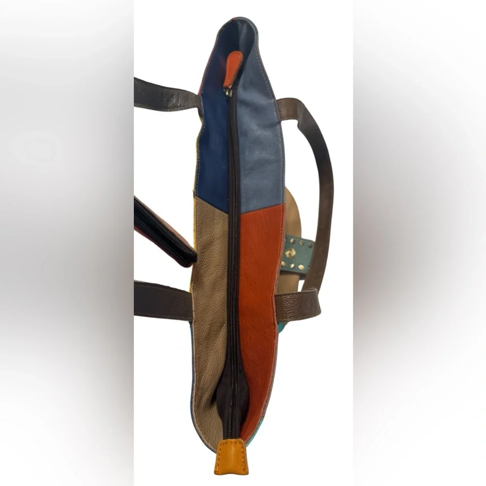 Amerileather Patchwork boho stud hippie leather purse - Picture 8 of 16